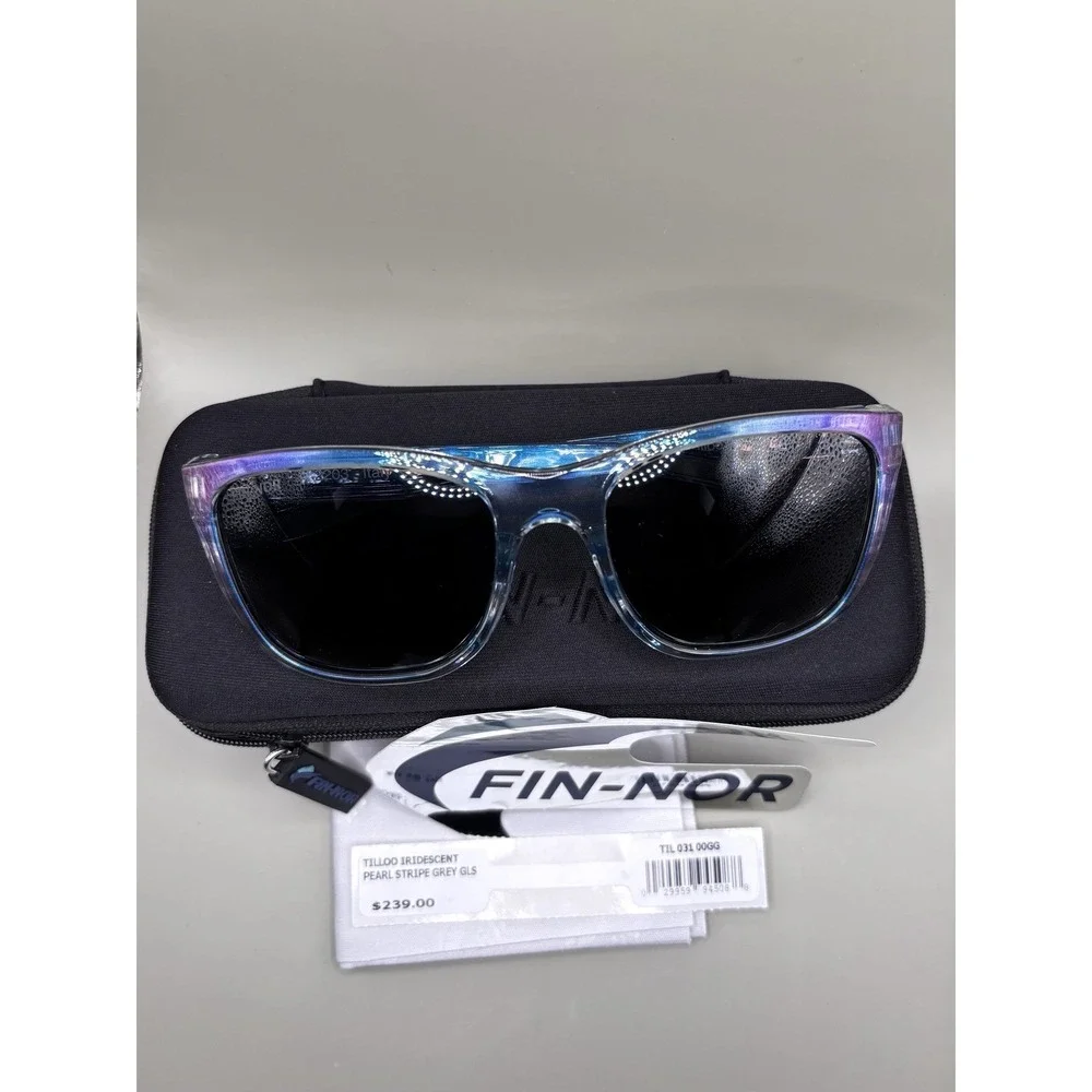 Authentic‎ Fin-Nor Tilloo Sunglasses Iridescent Pearl Swirl Grey Glass Polarized
